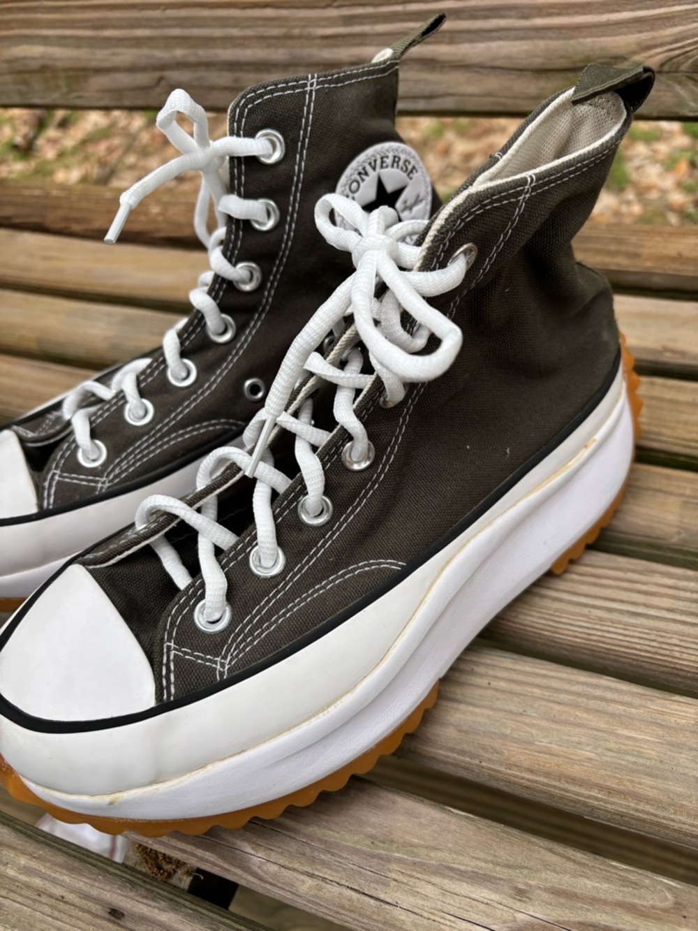 Converse Run Star hike High Sneakers in khaki cargo NWOB 6M 7.5W - Picture 2 of 8